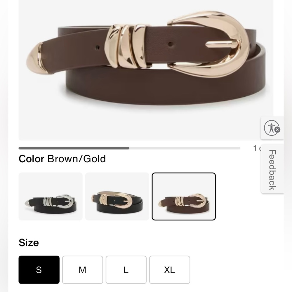 Steve Madden Brown Belt with Gold Buckle